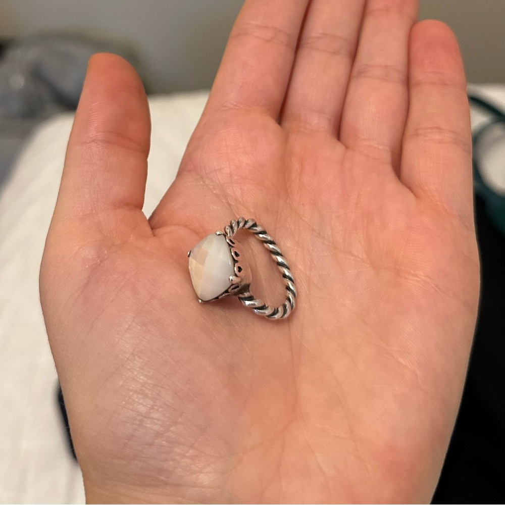 Pandora Sterling Silver ring with White Stone size 5.